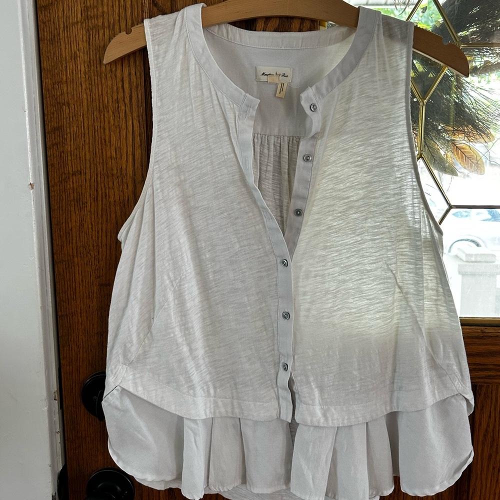Anthropologie White Sleeveless Blouse